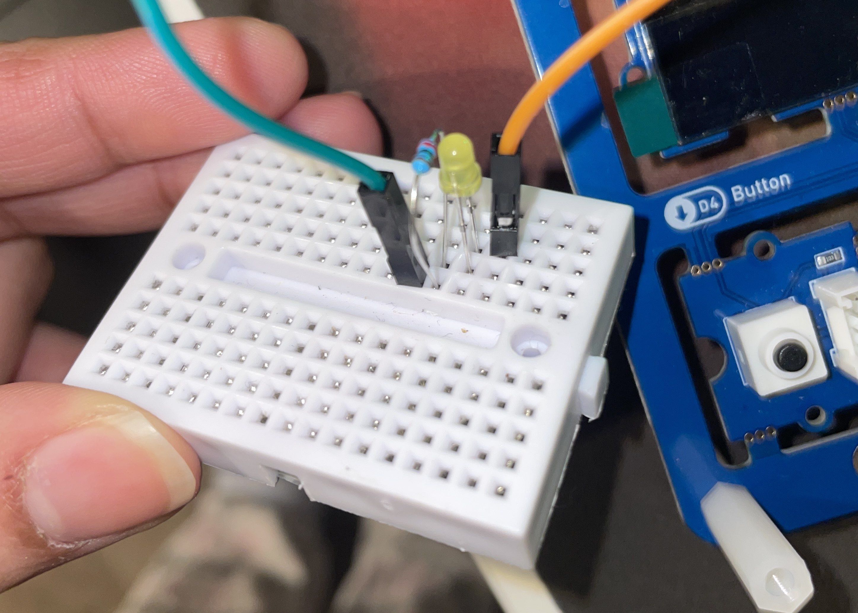 Breadboard setup before troubleshooting